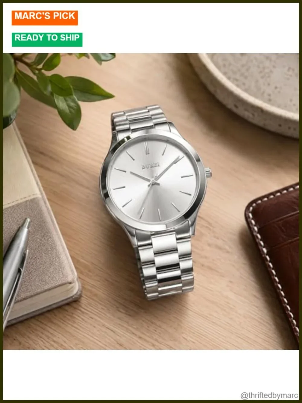 Mens Stainless Steel Analog Quartz Waterproof Watch Japanese Movement Gift Box